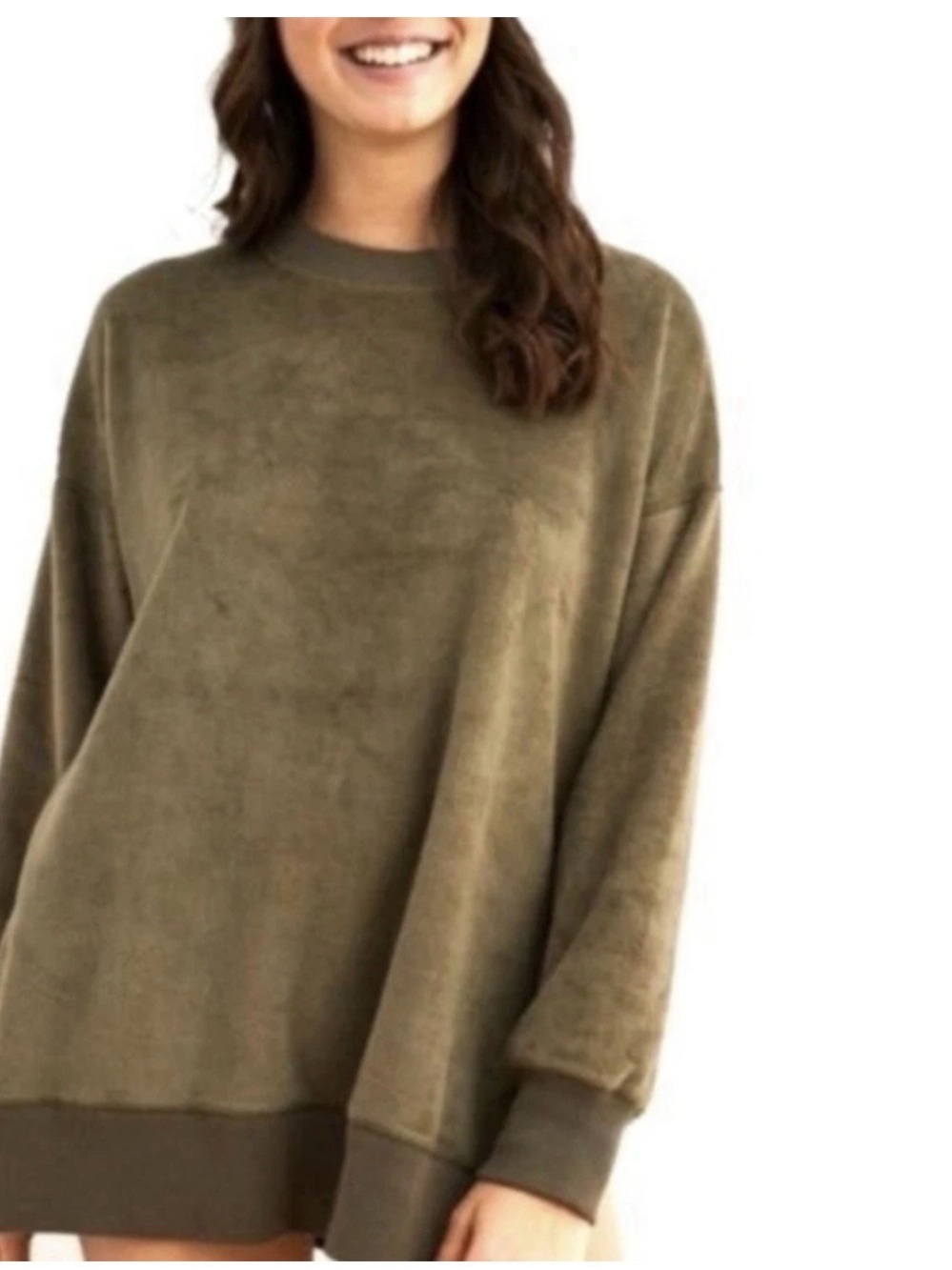 ⚡️Aerie Olive Green Velour Crew Neck